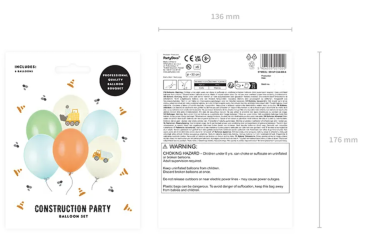 Preview: Latexballons - SET: Baufahrzeuge - je ø 30cm